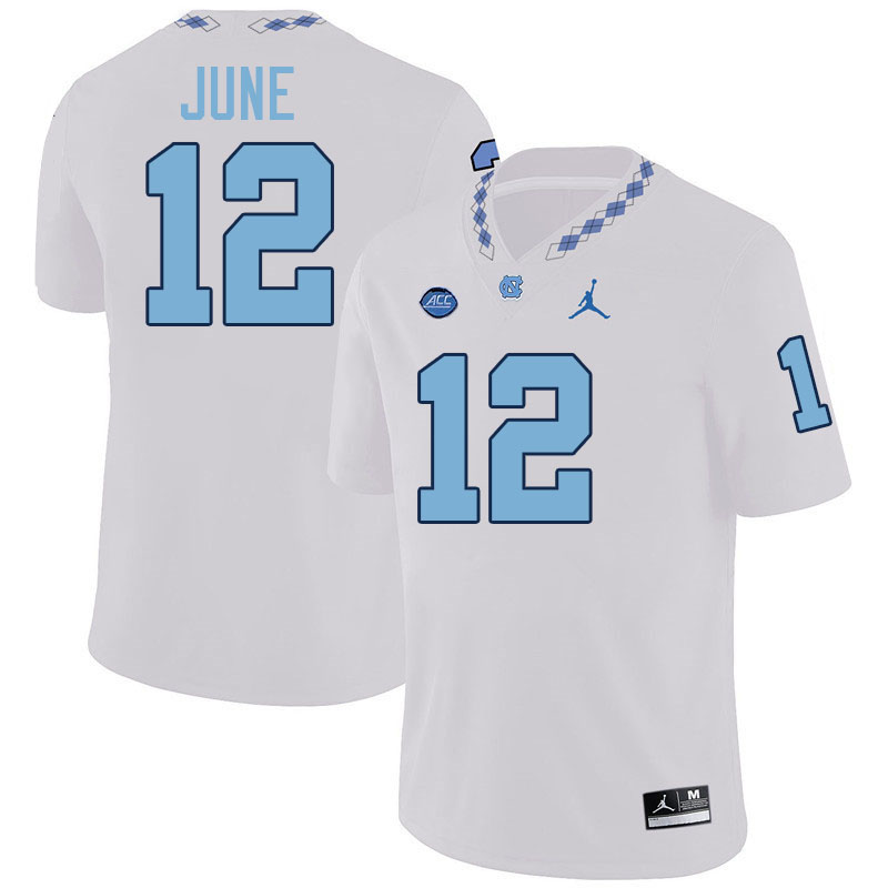 Demon June UNC Jerseys,North Carolina Tar Heels #12 Demon June Football Jerseys-White